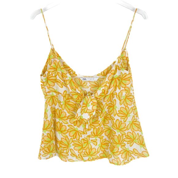 Zara Tops - Zara Floral Tie Detail Spaghetti Strap Tank Top Size Small S